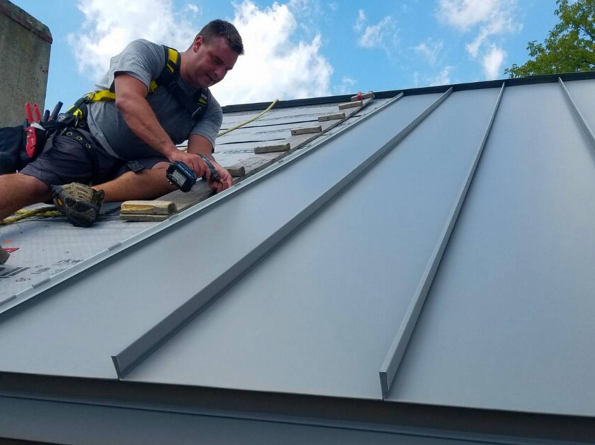 Sherborn, MA metal roofing work-in-progress