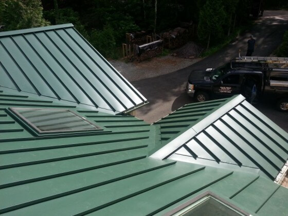 Green color peak roof in Rhode Island