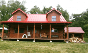 Standing Seam Aluminum Roof in the Color Colonial Red