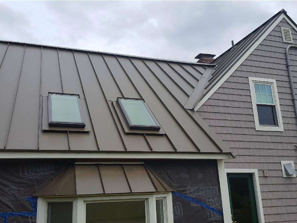 Brown metal roof in Rhode Island
