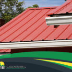 close-up of a red standing seam metal roof on a home in MA, CT, NH or RI
