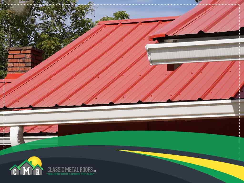 close-up of a red standing seam metal roof on a home in MA, CT, NH or RI
