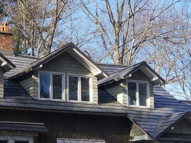 The view of the metal roof in Rhode Island