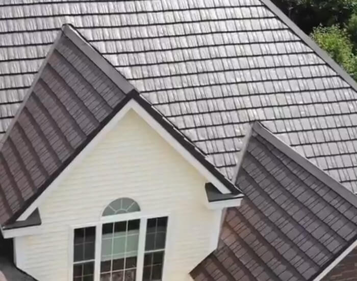 rustic metal shingle roof in mustange brown in MA, CT, HN or RI