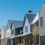 Gable roofs made of metal on new construction homes in southern New England
