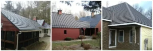 Three homes with metal roofs